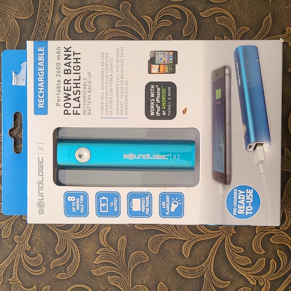 Power Bank Flashlight - Rechargeable Battery Backup